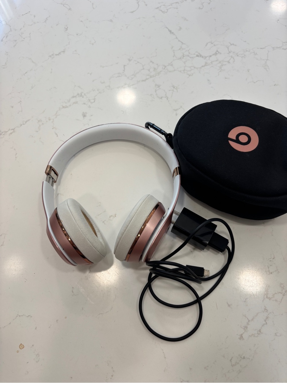 Beats Over-Ear Wireless Headphones in Rose Gold and White